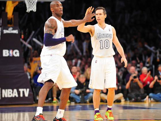 Kobe Bryant has the help he's been waitng for with the return of Steve Nash to the lineup for the revitalized Lakers. (Gary A. Vasquez-USA TODAY Sports)
